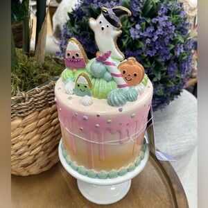 Summerween Halloween Ghosts Pastel Tiered Cake Cute ResinTabletop Decor NWT